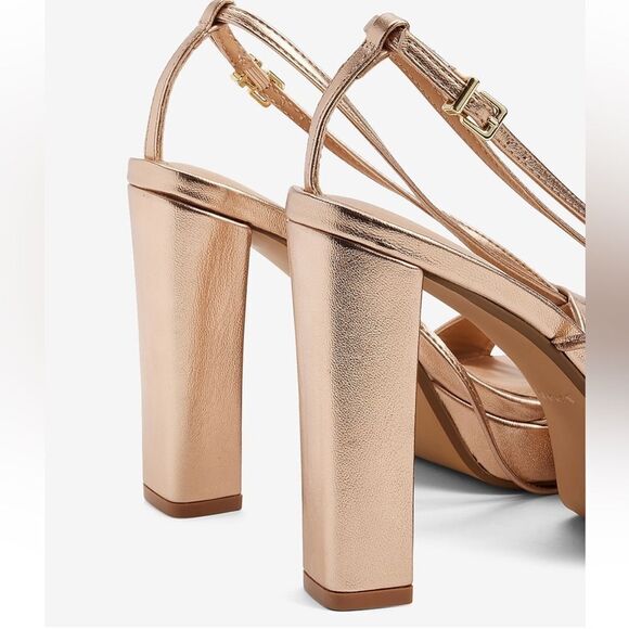 NWT Express Metallic Lace Up Thong Heeled Sandal - Picture 4 of 10
